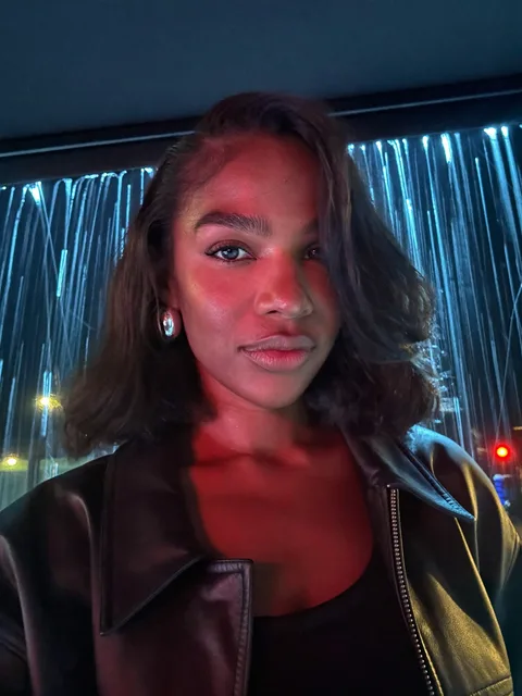 Rainy Neon City: reference scene with a woman
