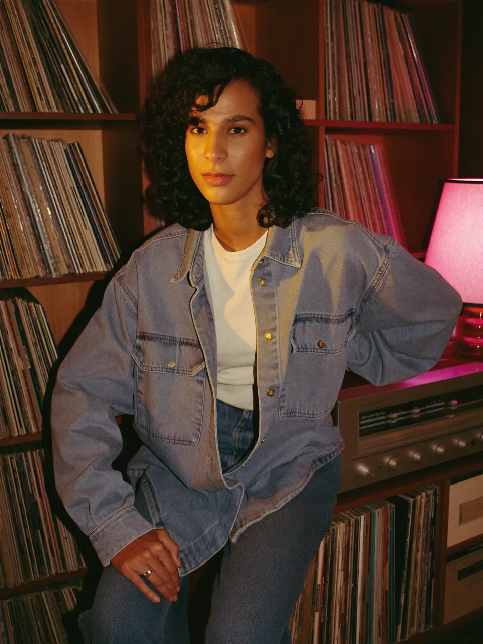 80s Record Room: reference scene with a woman