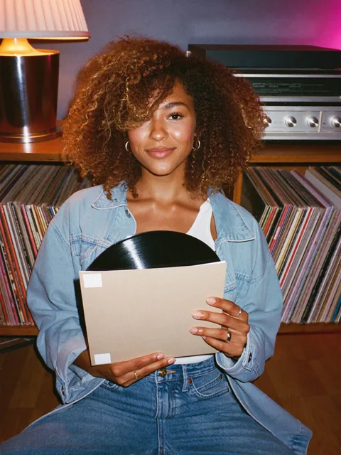 80s Record Room: reference scene with a woman