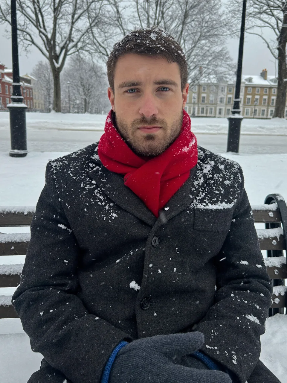 Winter Postcard: reference scene with a man